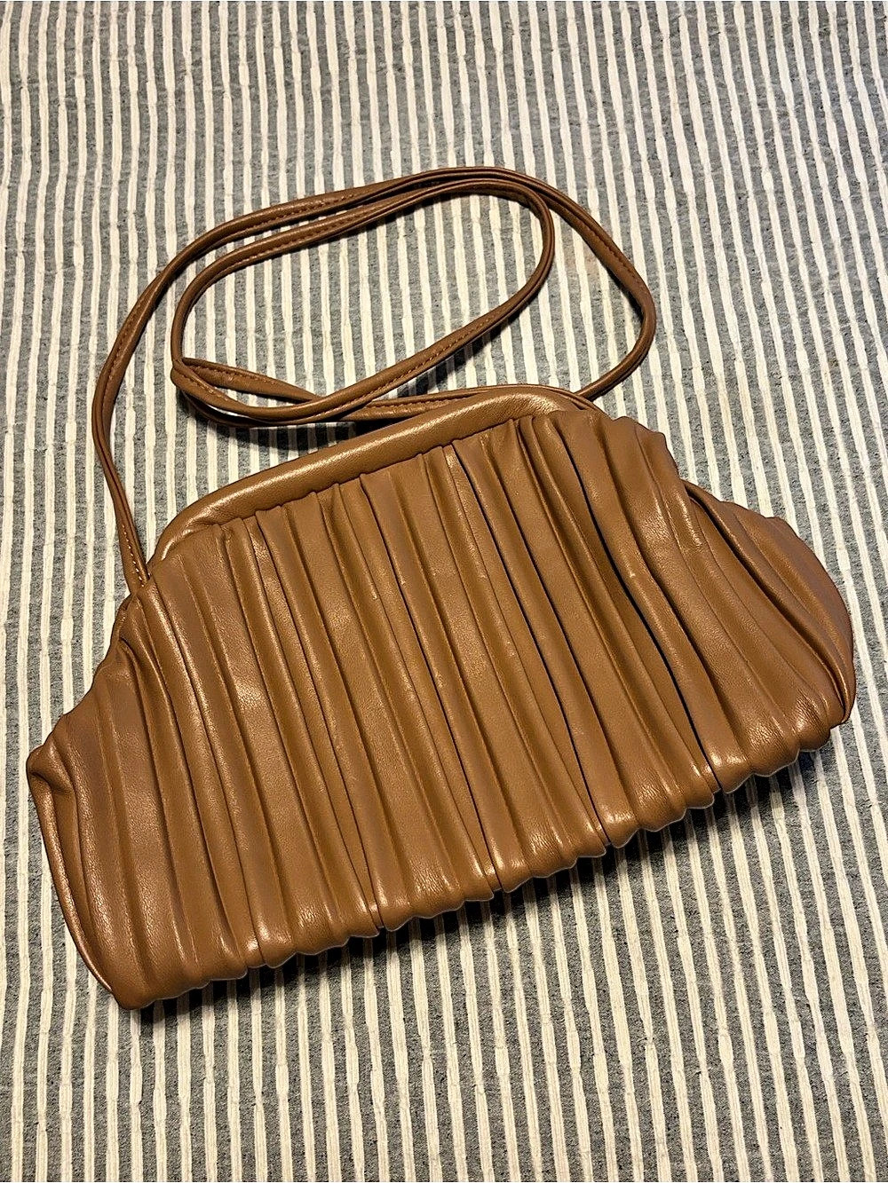Pleated Shoulder Bag in Brown Like New